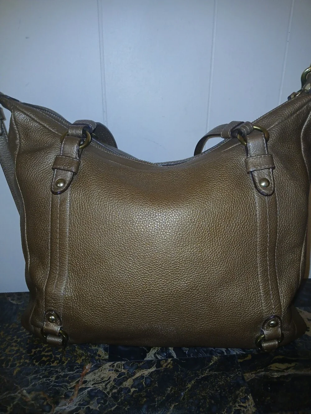 Coach Alexander Leather Pebbled Shoulder Bag with Gold Accents